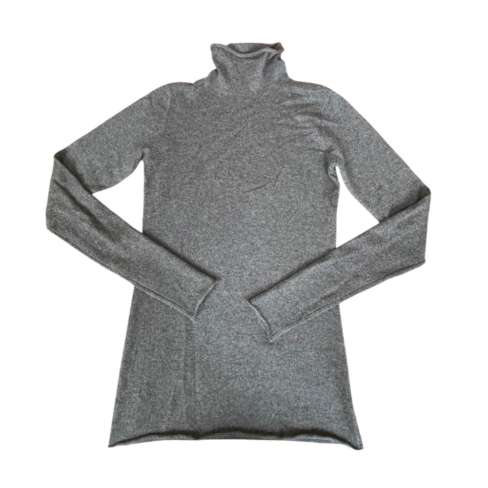 Cashmere Cashmere Womens Heather Gray 100% Cashmere Turtleneck Sweater Tunic